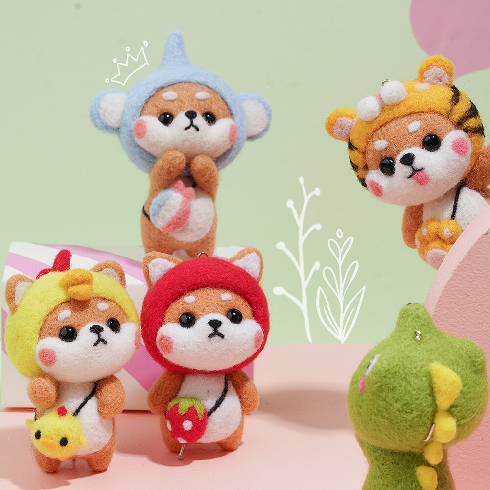 Jiwuo Wool Felt Kit Needle Felting Kit Animal Pet Doll for Needle Material Bag Pack for Beginner Non Finished Wool Felt Package