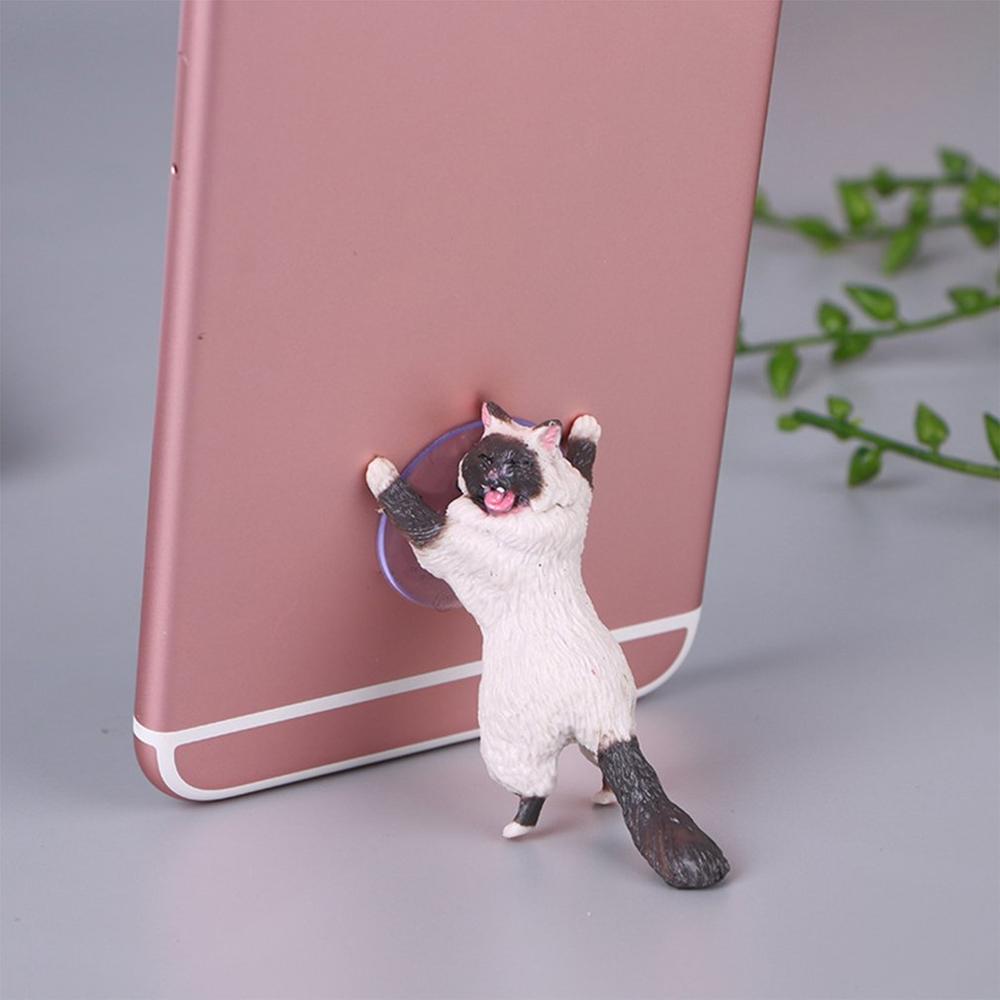Cute Cat Mobile Phone Holder Stand Smartphone Universal Sucker Holder Resin Phone Bracket: white black