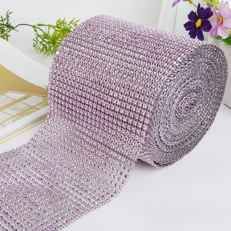 1 Roll 24 Rijen Goud Zilver Crystal Diamond Mesh Rhinestone Lint Voor Verjaardag Bruiloft Diy Decoratie Cake Wrap Crystal Tulle