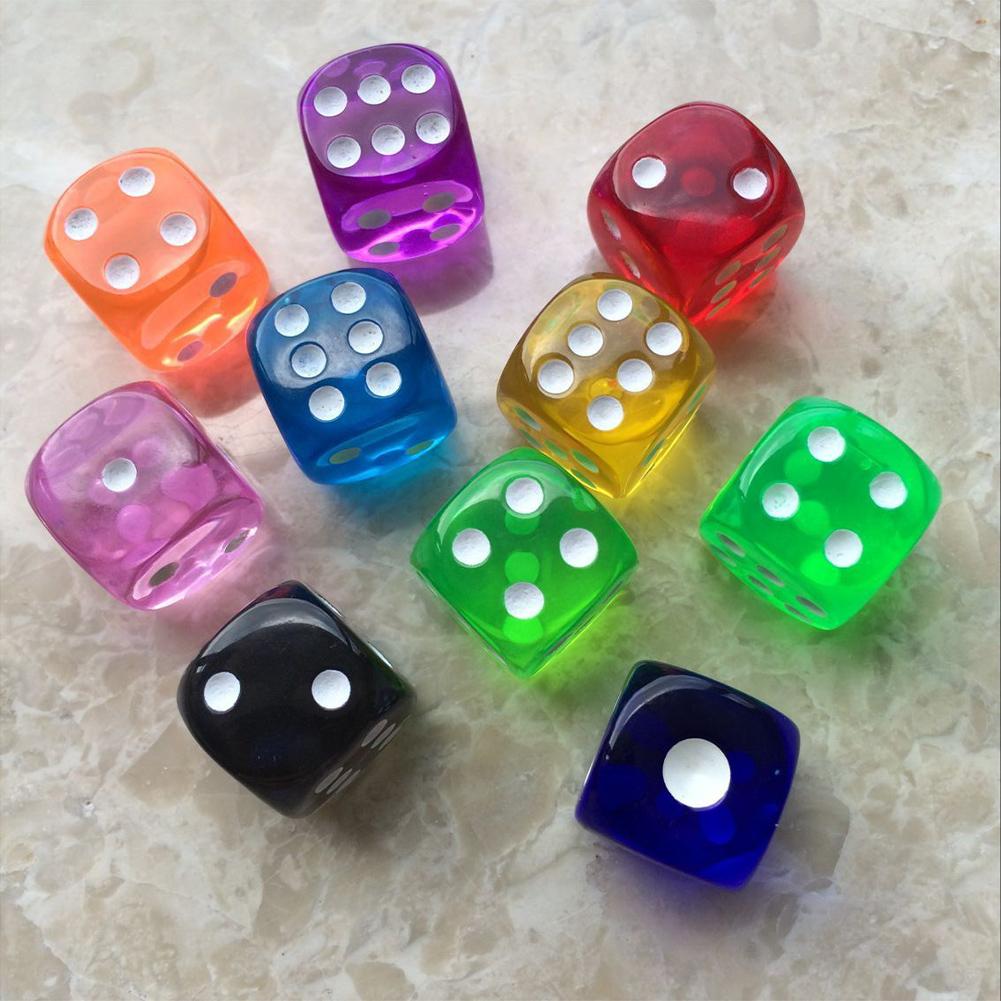 Dobbelstenen Set Transparante Game Dice Set Voor Tafel Board Games 16Mm Willekeurige Kleur Party Spel Levert Digitale Dobbelstenen