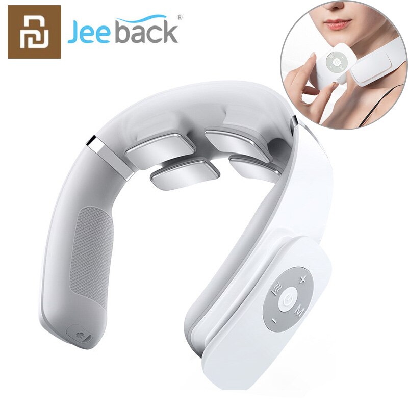 Jeeback-masajeador eléctrico inalámbrico G3, masajeador de cuello TENS para aliviar el dolor de cuello, 4 cabezales, masajeador de calefacción Cervical, cuidado de la salud