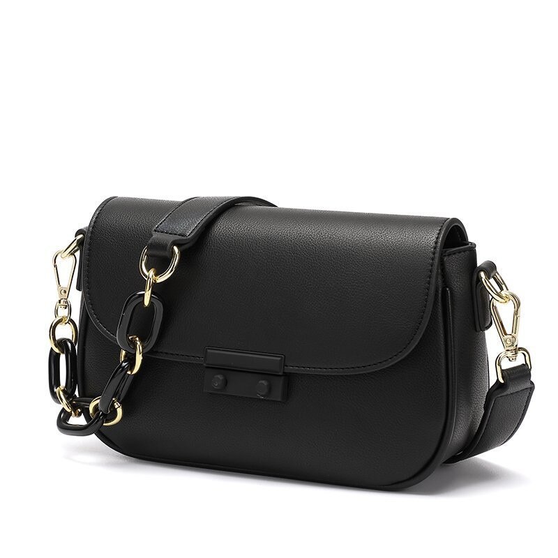 Women's Solid Color Small Square Bag Simple Korean One Shoulder Double Shoulder Leisure Crossbar Chain Leisure Bag