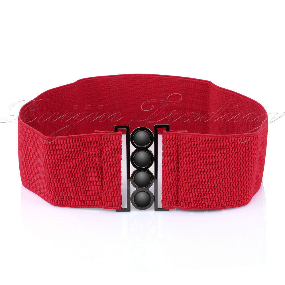 Vrouwen collectie Stretch Gesp Taille Riem Brede Elastische Cinch Corset Tailleband: Wine Red