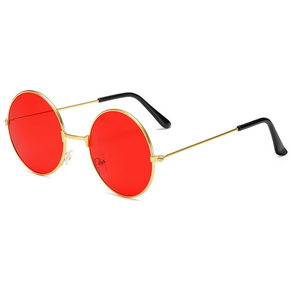 Vintage Round Sunglasses Women UV400 Sun Glasses Colorful Round-frame Glasses Female Male Metal Mirror Oculos De Sol: red