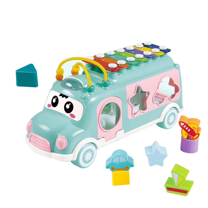 Creatieve Schoolbus Speelgoed Xylofoon Baby Speelgoed Met Vorm Sorter Educatief Speelgoed: Blue