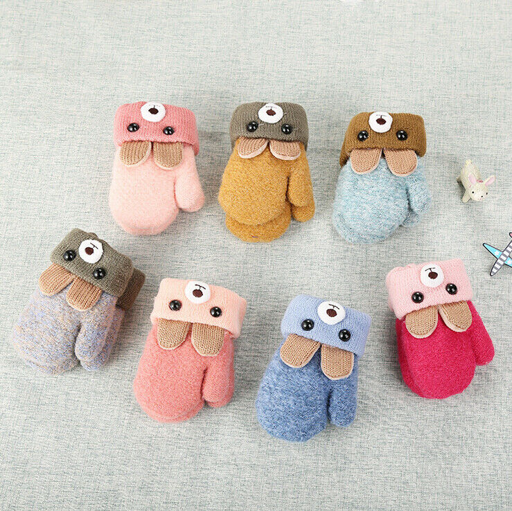 Baby Stuff Accessoires Winter Warm Peuters Baby Jongen Meisjes Kids Dikke Bont Cartoon Beer Handschoenen Wanten Voor 0- 3