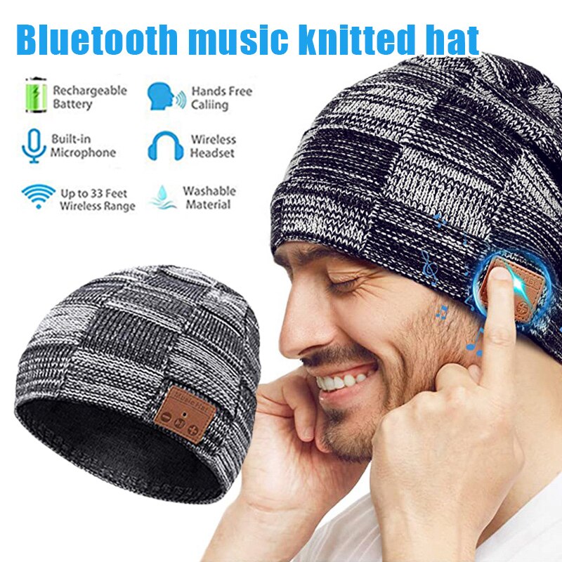 Bluetooth Muziek Warm Beanie Hoed Draadloze Cap Headset Hoofdtelefoon Luidspreker Mic Hoed XRQ88: Default Title