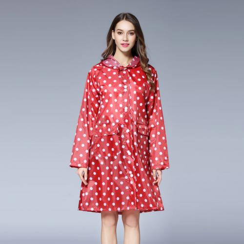 Chubasquero de lunares para mujer, Poncho impermeable, ropa para la lluvia, chaqueta para exteriores: Dark Red Dots