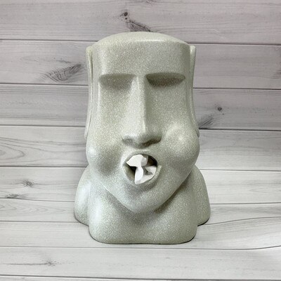 Statue de pâques en pierre Moai, boîte à mouchoirs de salon nordique, boîte de rangement en papier drôle et: D