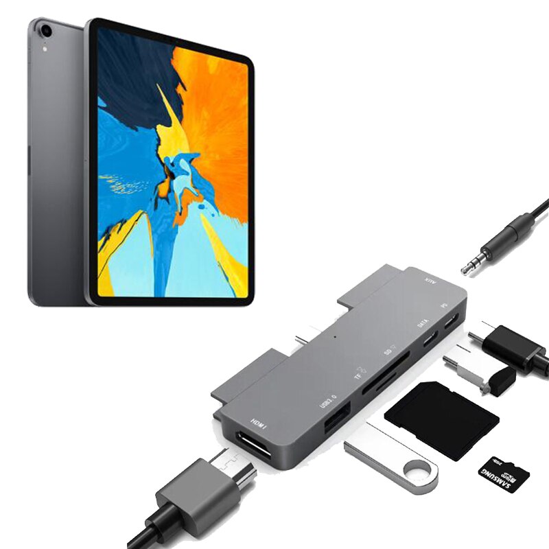 Station d&#39;accueil enfichable Usb 3.1 Type C, adaptateur Hub Compatible avec Macbook Pro Ipad Pro, Port PD HDMI