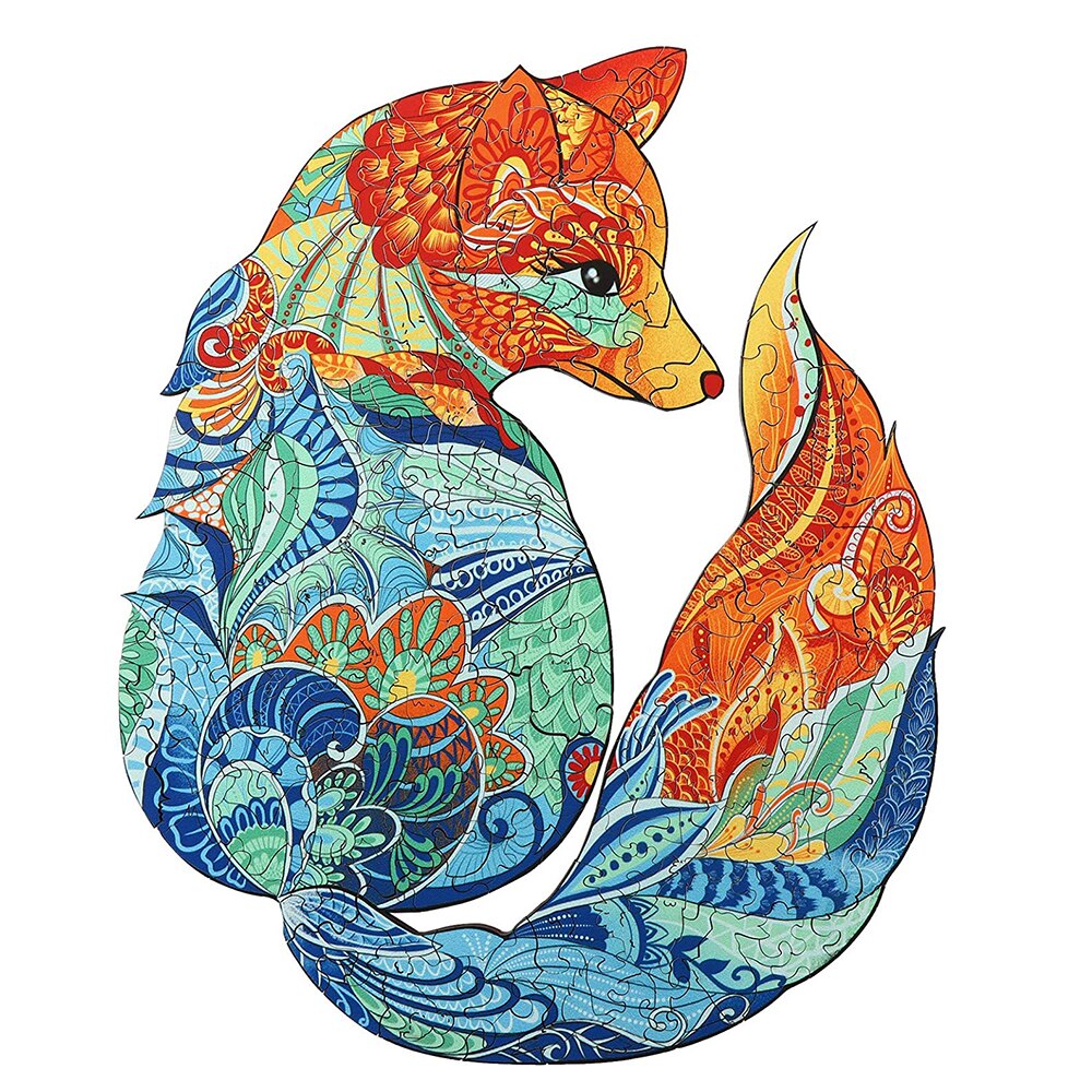 Animal Wood Puzzle Tai Chi Theme Jigsaw Puzzle Unique Shaped Parts for Adults Board Games Kid(6-18+) Educational Toy: A4 Size R