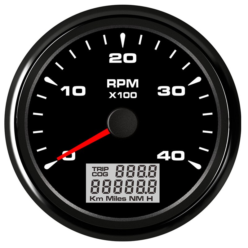 Tacómetro de coche marino con retroiluminación, 7 colores, con LED, reloj de arena, impermeable, 8000 /3000 / 4000 RPM: Black 4000RPM