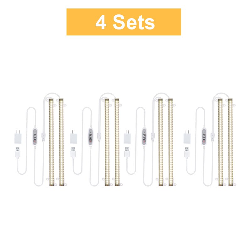 LED Wachsen Licht Streifen 20W Gesamte Spektrum Timer 3200K Phyto Lampe Weiß Licht Für drinnen Pflanzen Regal Orchideen anbau Phytolamp: 4 setzt / AU