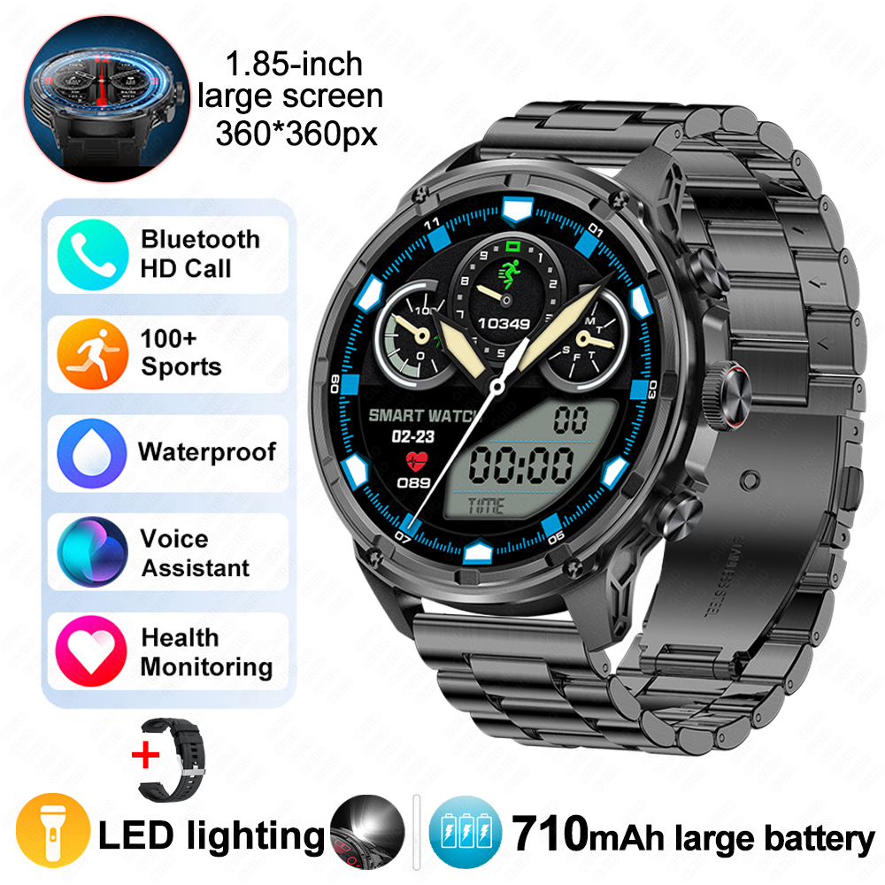 2025 1.85 polegadas ultra hd relógio inteligente 710 mah bateria grande nfc detecção bluetooth chamada esportes fitness smartwatch para huawei xiaomi: Azul