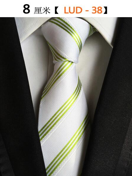 Ricnais – cravate en soie tissée Jacquard pour hommes, 8cm, rayée, costume d'affaires pour fête de mariage, tendance, 100%: 38