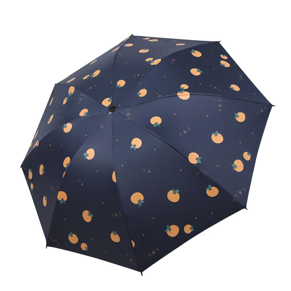 1pc multi-fonction pliable étudiant Parasol Marguerite avocat carotte imprimer Anti UV coupe-vent imperméable parapluie pour l'extérieur: Bleu marine