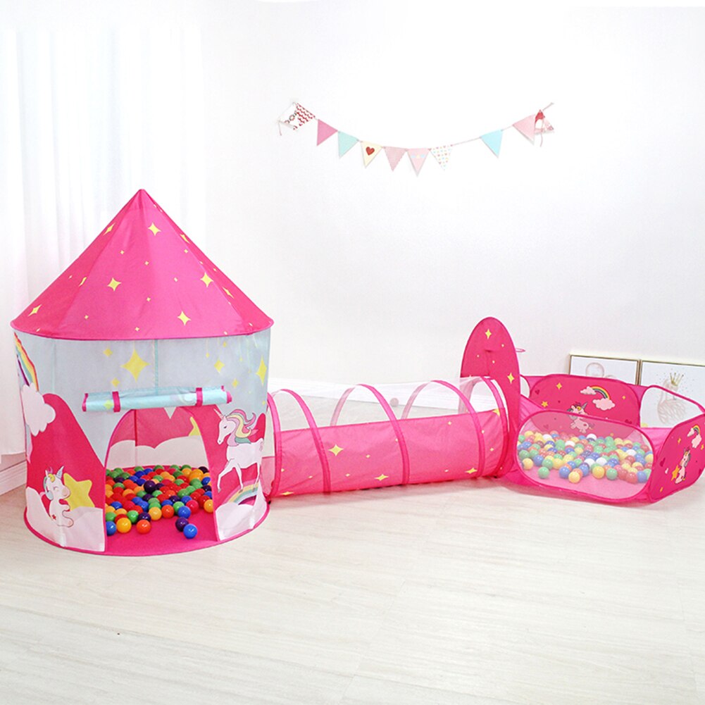 3 In 1 Kinderen Spel Tent Speelgoed Draagbare Vouwen Indoor Kanaal Set Playhouse Baby Meisjes Jongens Speelhuis Voor Kinderen brithday