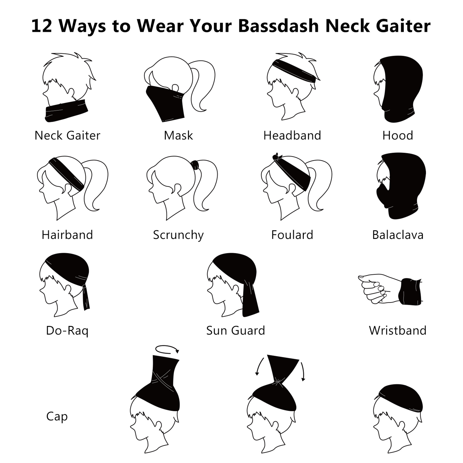 Bassdash – masque de pêche UPF 50, cache-cou, respirant, rafraîchissant, avec trous, randonnée, couverture faciale