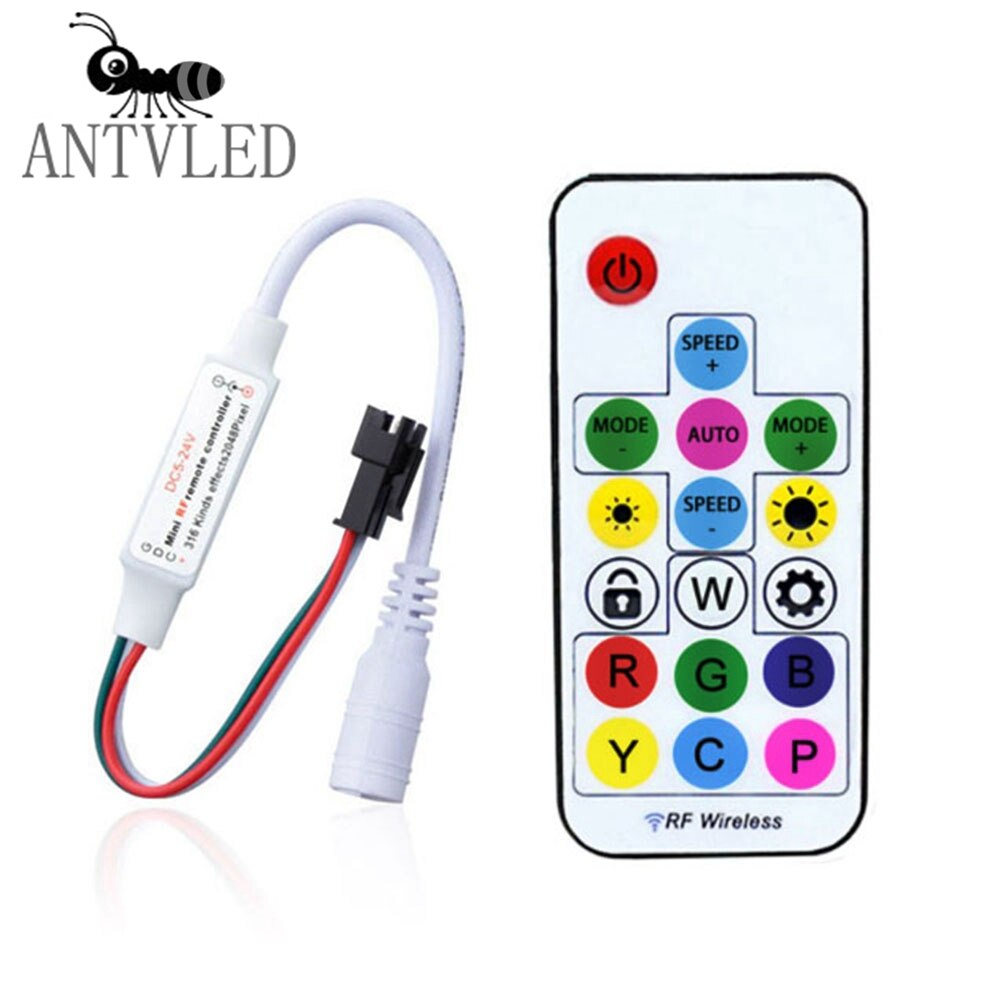 WS2812B WS2811 LED Pixel Streifen Licht Controller USB/DC Led Dimmer 3 Schlüssel RF 14/17/21 schlüssel Mit MINI Remote LED Controller DC5-24V: 17-RF-DC