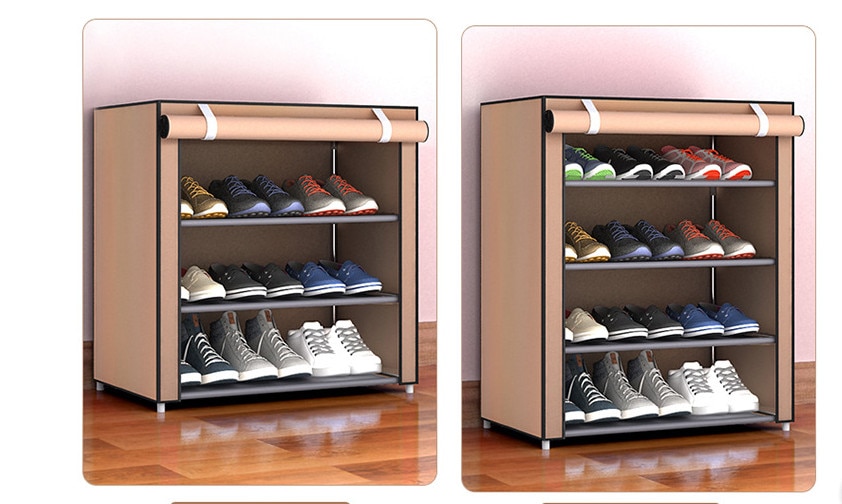 Simple sko skab sko opbevaring sko holder organizer non-woven stof opbevaring sko rack støvtæt opbevaring sko skab