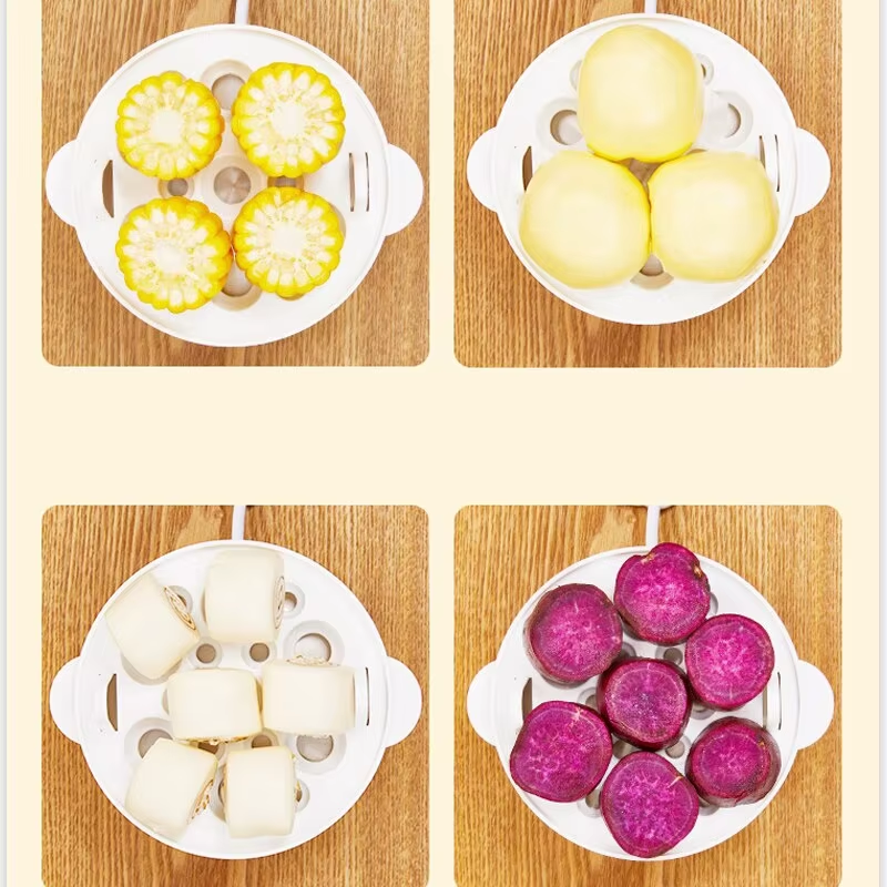 Enkelt- og dobbeltlags multifunksjonell eggkoker maissirup klar til å spise frokost kokt eggdamper kjøkkenapparater