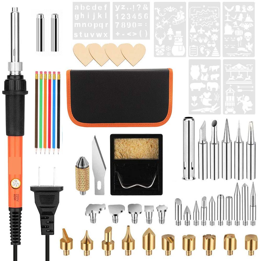 50 pieces of wood burning kit 60W/110V adjustable temperature welding wood burning template for engraving wood welding pencil