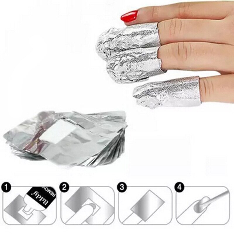 100 Stuks Folie Nail Art Losweken Acryl Nail Gel Polish Vernis Wraps Remover Schoon Aluminium Nailwraps