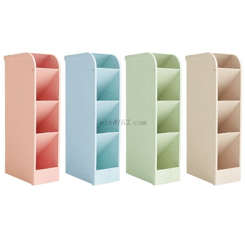 Multi-function 4 Grid Desktop Pen Holder Office School Storage Case Box Wheat Straw Desk Pencil Organizer Stationery