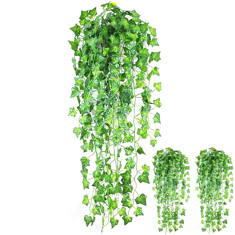 Seta verde artificiale appeso foglia di edera ghirlanda piante foglie di vite 1 pz fai da te per la decorazione del bagno di casa decorazione del partito in giardino caldo: Default Title