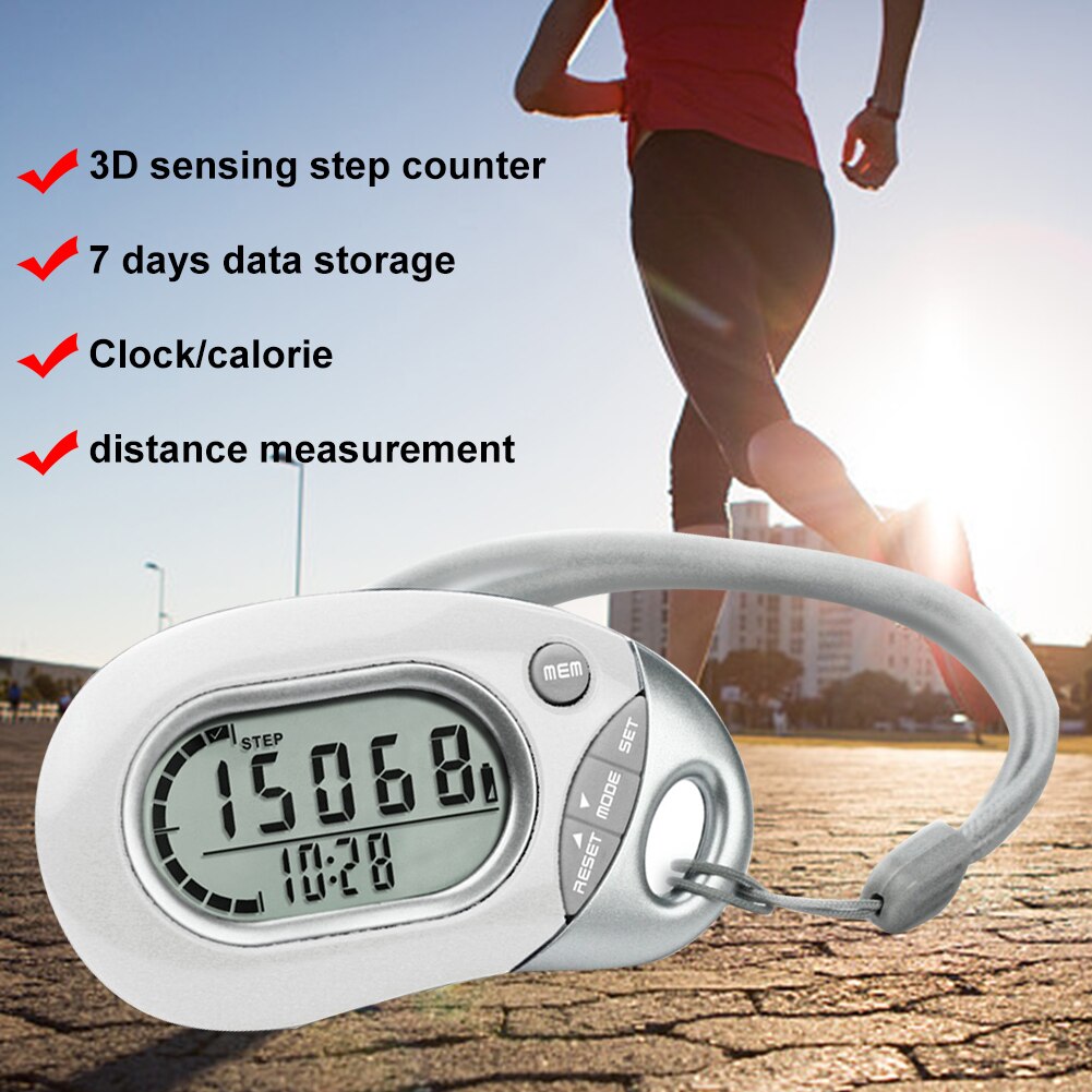 Silent Mini Multi-function 3D Step Counting Calorie Digital LCD Induction Walking Distance Accurate Portable Pedometer Exercise