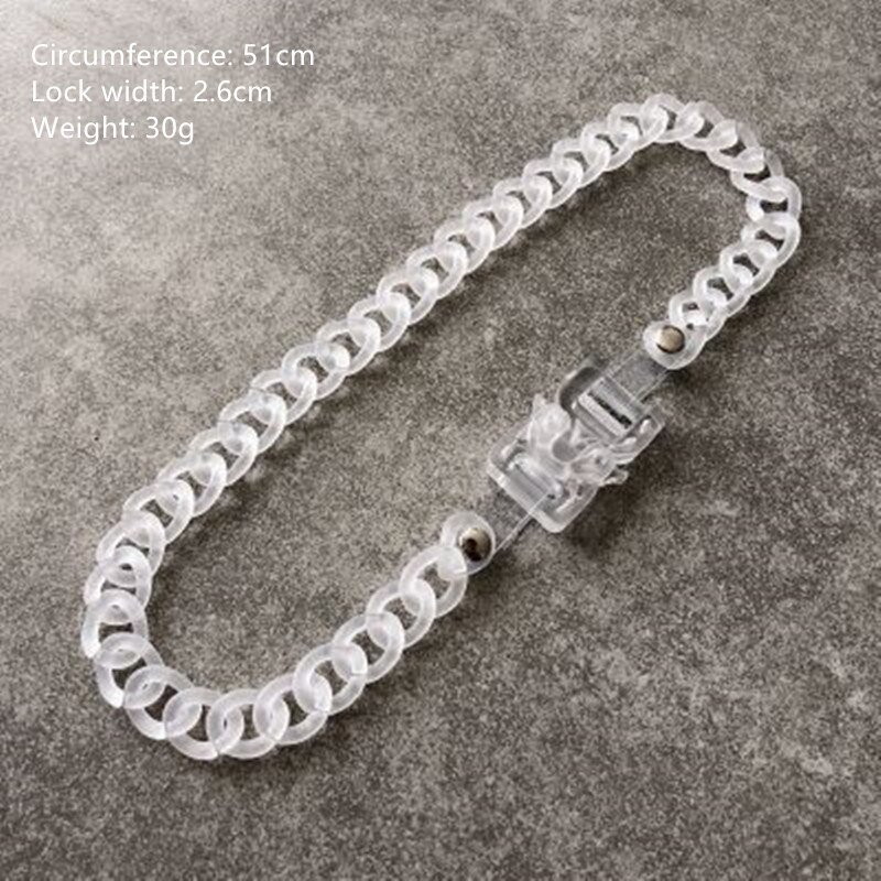 Hangzhi Fashionable Metal Lock Buckle Necklace Hip-hop Acrylic Frosted Transparent Cuban Chain Accessory for Couples: 21