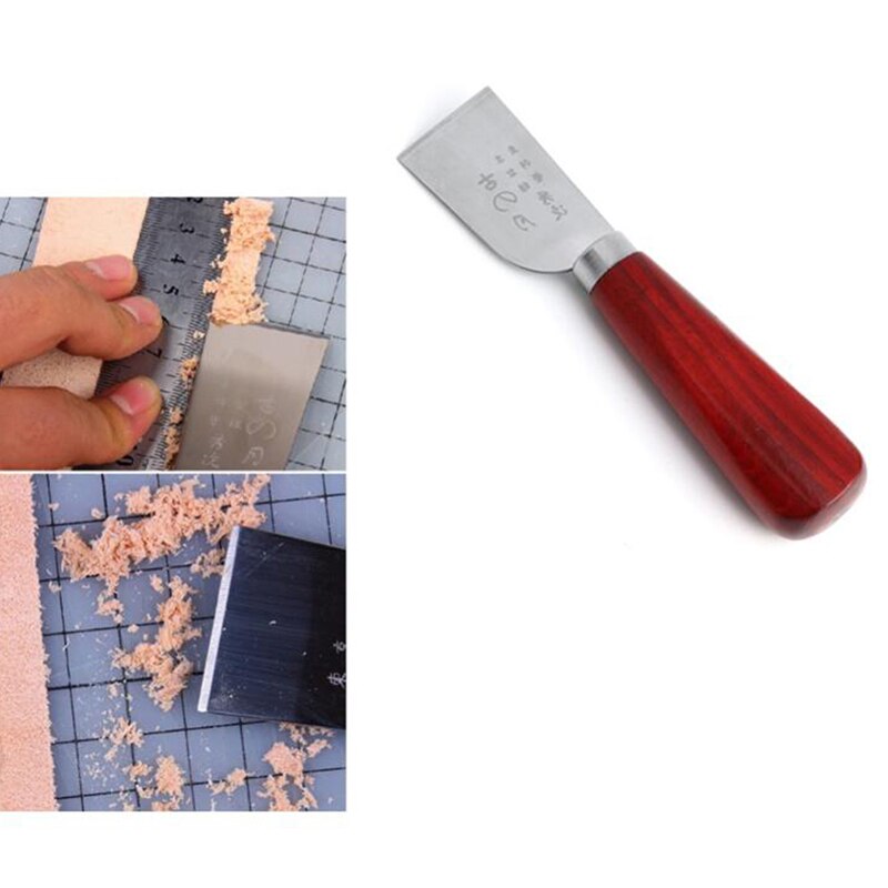 Outil de maroquinerie, manche en bois, coupe-cuir en acier inoxydable, pelle à cuir, coupe-cuir pour le travail du cuir