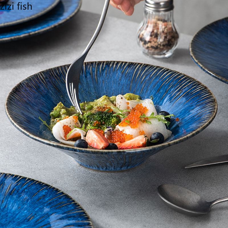 Keramische Fruit Salade Kommen Soep Wastafel Ronde Servies Koken Plaat Groente Bowls Creatieve Hotel Restaurant Snack Desserts Lade