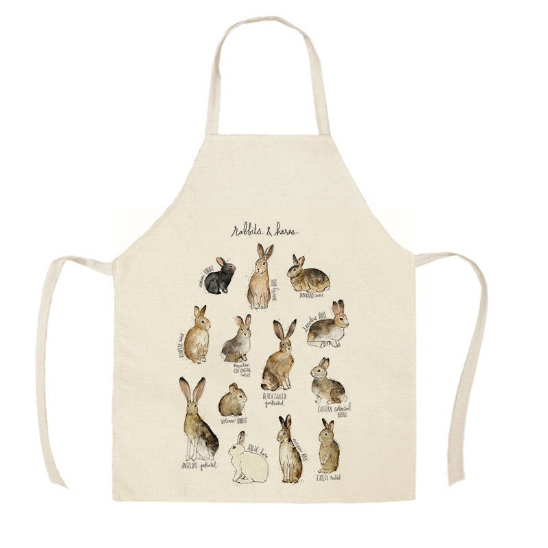 Linned dyr seris dinosaur haj kanin print køkkenforklæder unisex middag madlavning hagesmæk sjov pinafore rengøringsforklæde wqf 594: Wqf 59404 / 55 x 68cm