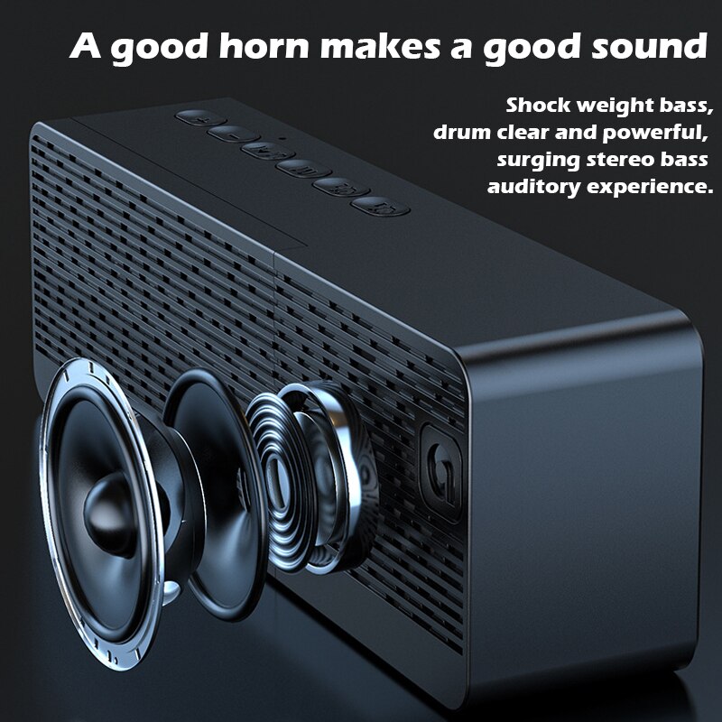 Wireless Bluetooth Speaker FM Radio Sound Box Desktop Alarm Clock Subwoofer Music Player TF Card Bass Speaker Boom