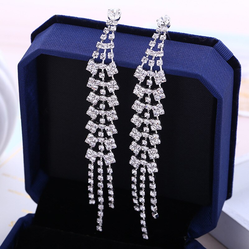 Clip-on oorbellen bruidsjurk bruiloft met strass steentjes