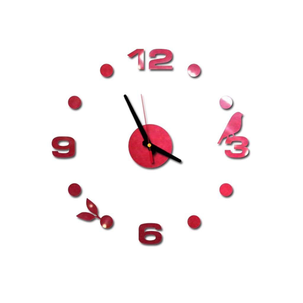Horloge murale 3D à miroir en acrylique avec chiffres romains à imprimer, autocollants, chiffres romains, décoration de la maison, # GH: Rouge