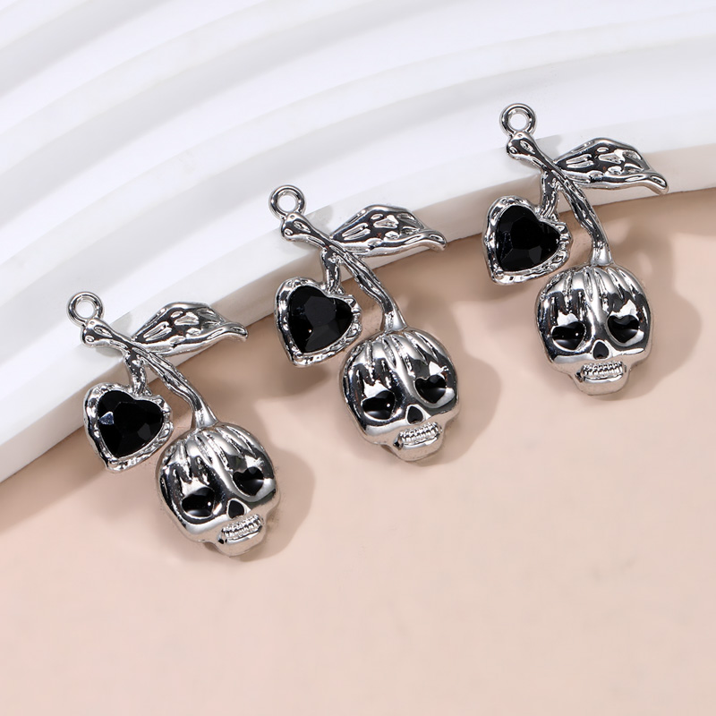 5 stks Mode Hart Cherry Cross Emaille Bedels Y2K Stijl Dark Gothic Hangers Voor Maken Handgemaakte DIY Bevindingen Sieraden: Bruin