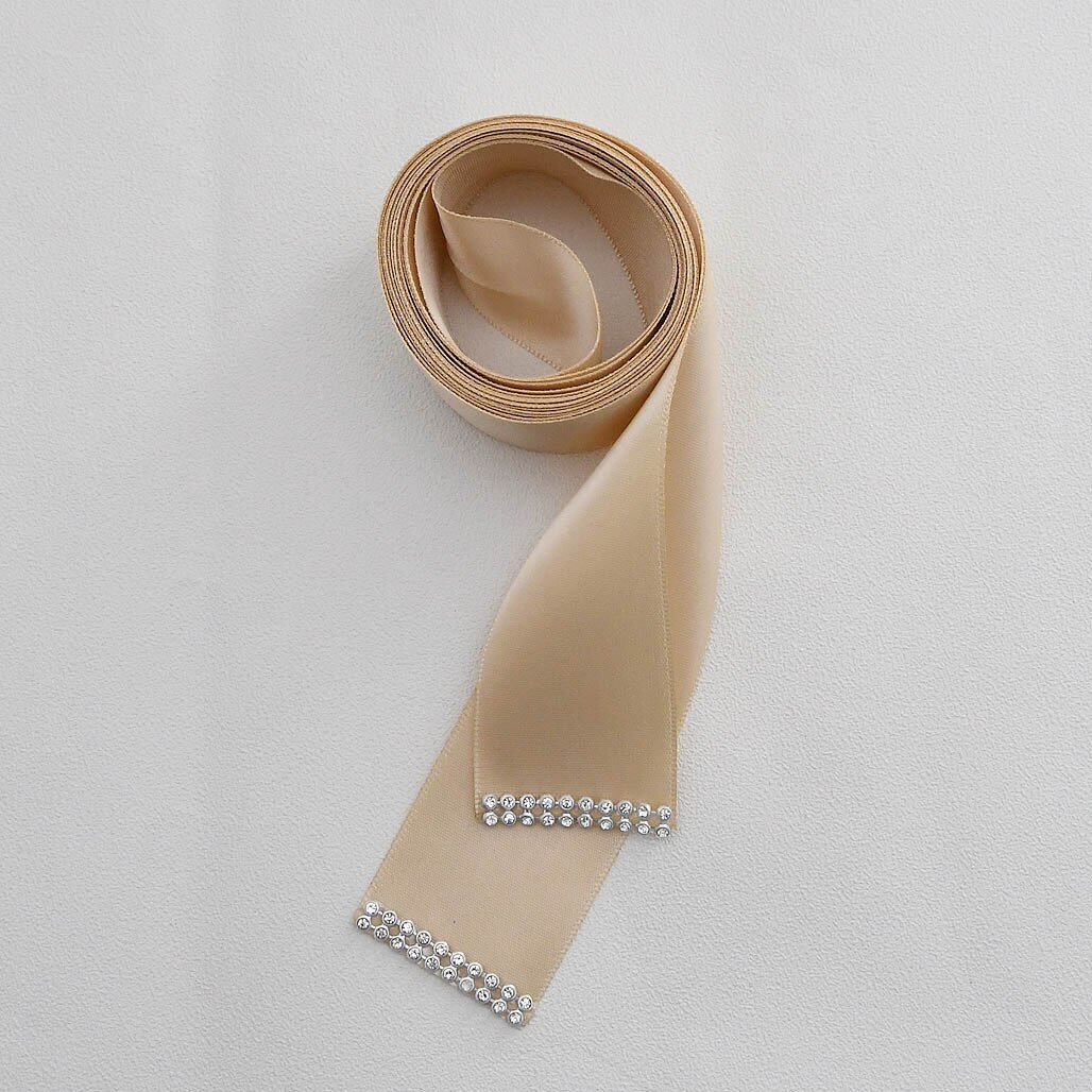 Cinturón de lujo con flores y plumas grandes para mujer, fajín de señora para de boda con diamantes de imitación y cinturón para chica de cristales, S478: champagne ribbon