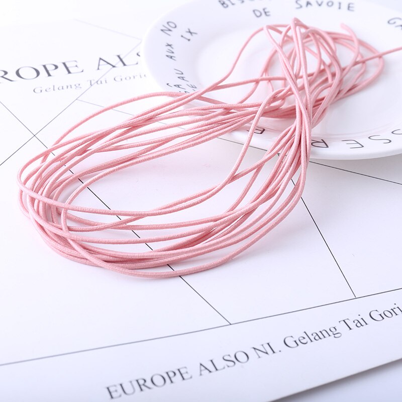 5 m 2mm farve runde is silke elastisk bånd elastisk høj rund elastisk reb gummibånd diy sy tilbehør: -en
