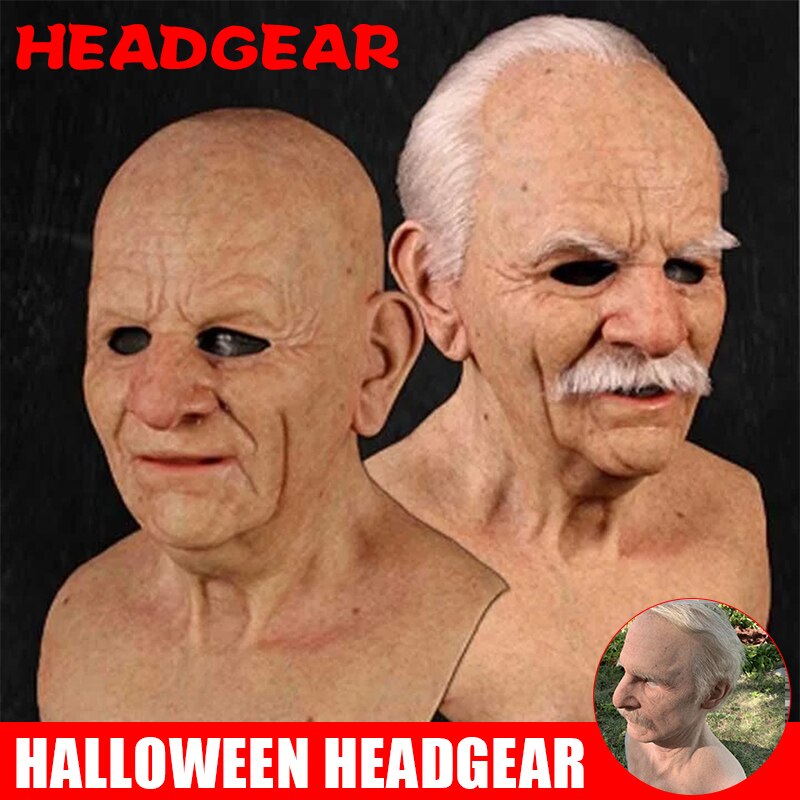 Nyligt den ældre gamle mand hovedbeklædning til maskerade halloween realistisk hovedbeklædning  bn99