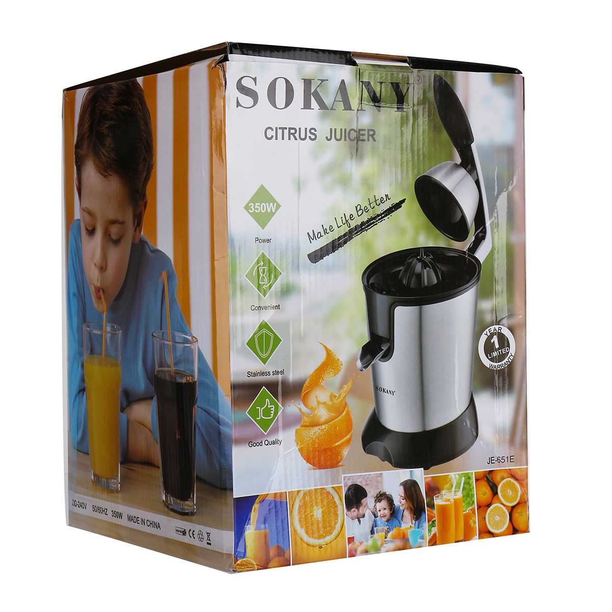 SOKANY Stainless Steel Juicer 350W Orange Lemon Electric Juicers Fruits Squeezer Extractor for Kitchen Home Appliances