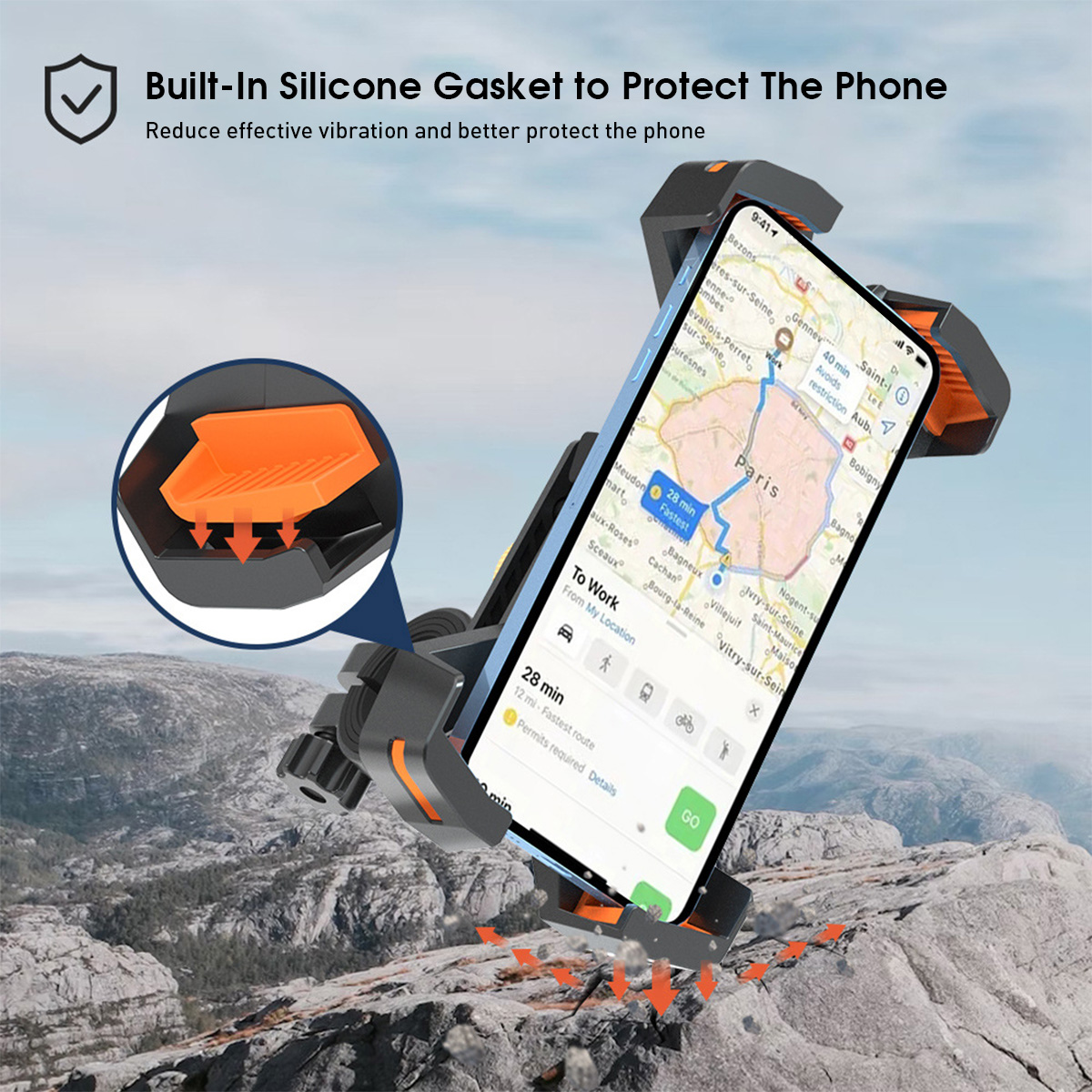 Odier Fiets Mobiele Telefoon Houder Anti-Shake Motorfiets Telefoon Mount Verstelbare Navigatiehouder Voor Fietsen Ebike Motorfiets