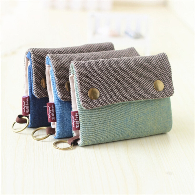 Denim Jeans Canvas Wallets Women Men Bag Best For Boyfriend Short Zipper Coin Bag Purses
