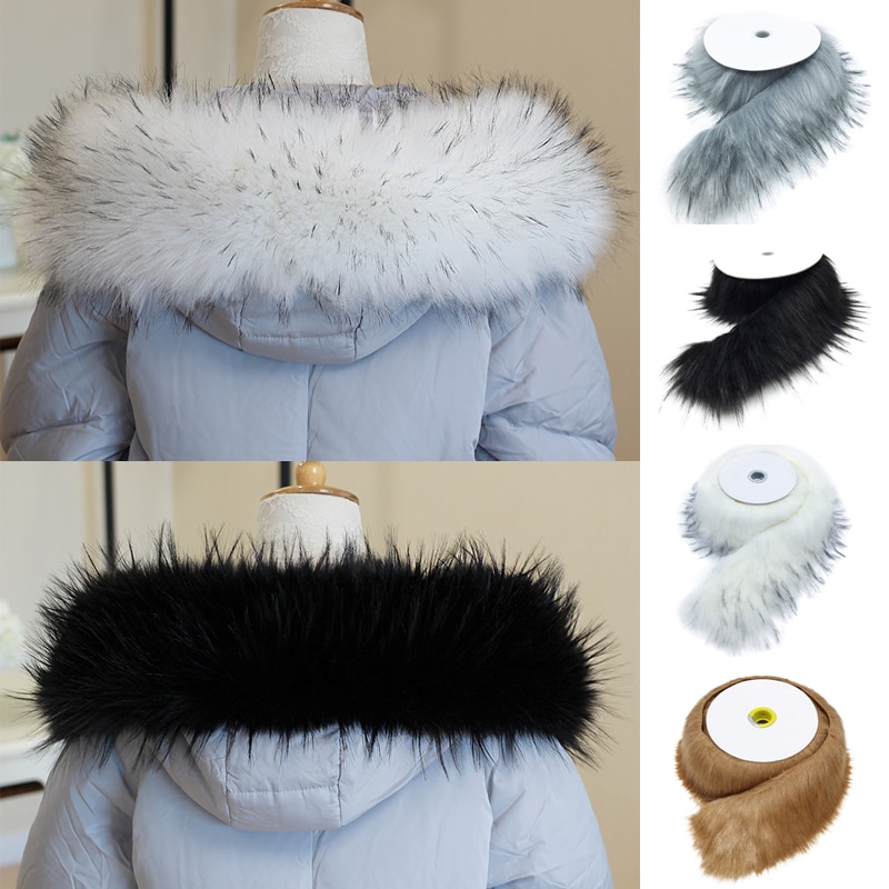 Nachahmung Waschbär Plüsch Faux Fuchs Pelz Kragen Band DIY Weihnachten Plüsch Streifen Kragen Hütte Schal Kleidung roh Rand Pelz Zubehör