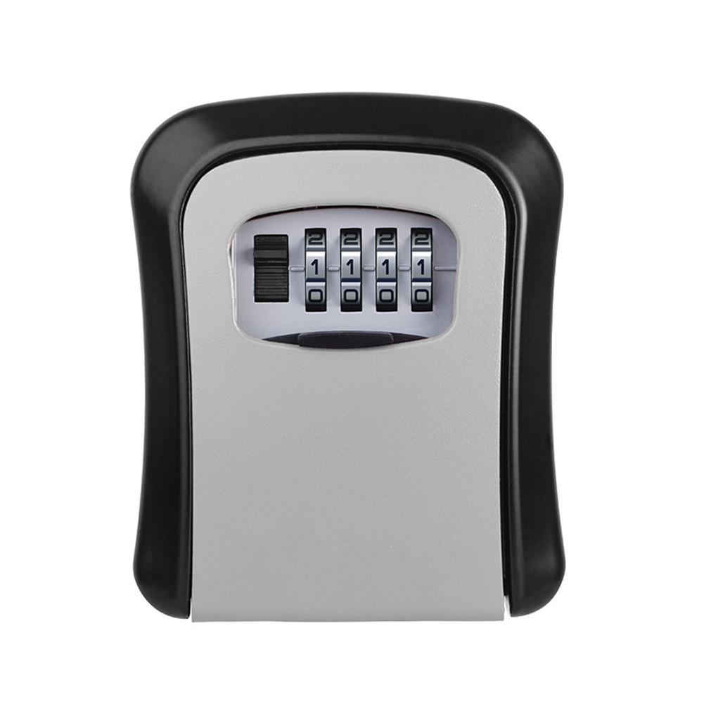 Key Lock Box Wall-mounted Plastic Key Safe Weatherproof 4 Combination Key Storage Lock Box for Indoor and Outdoor Use: grey