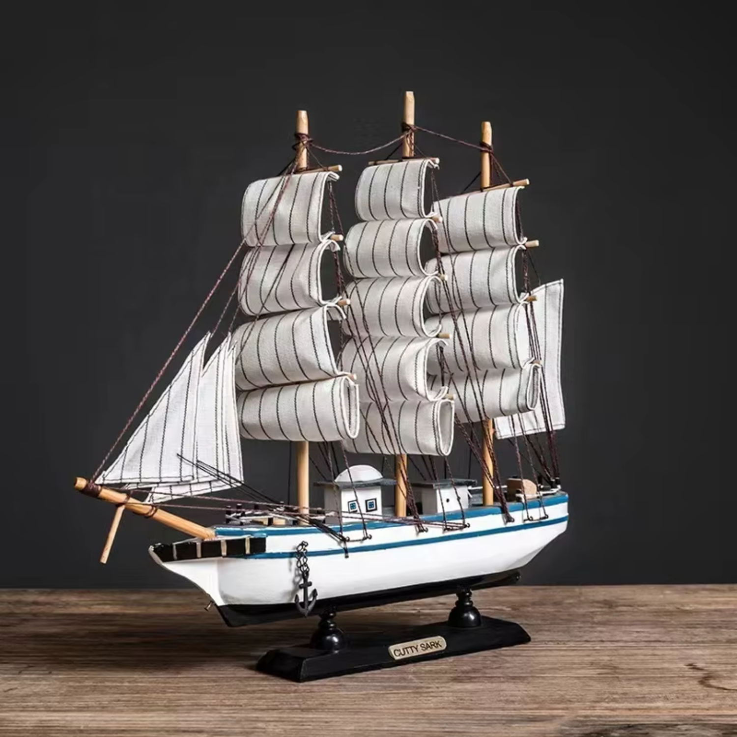 Modelo de velero de madera nórdico, decoraciones creativas, decoración de escritorio