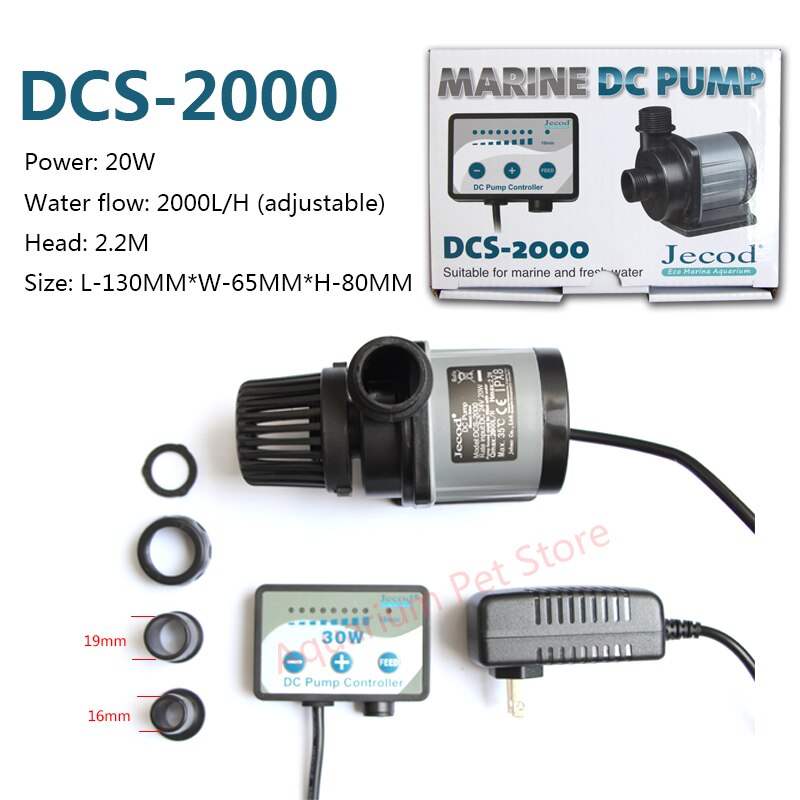Jebao Pump DCS 1200-12000 L/H Series Aquarium Fish Tank Adjustable Submersible Controllable Water Pump Flow fountain: DCS-2000 / AU adapter plug