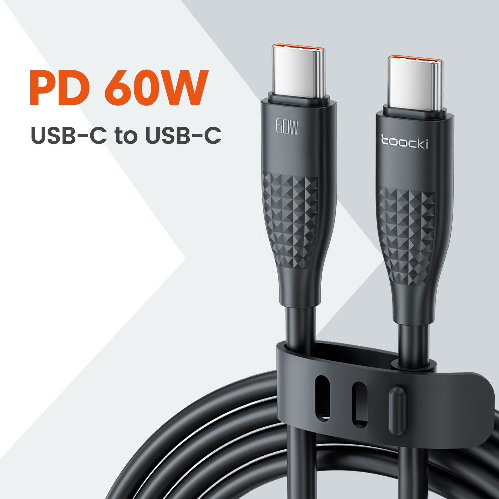 Toocki 100w usb c til type c-kabel hurtigladekabel datakabel til iphone 15 macbook huawei xiaomi poco samsung-kabel: Svart / 1.2m