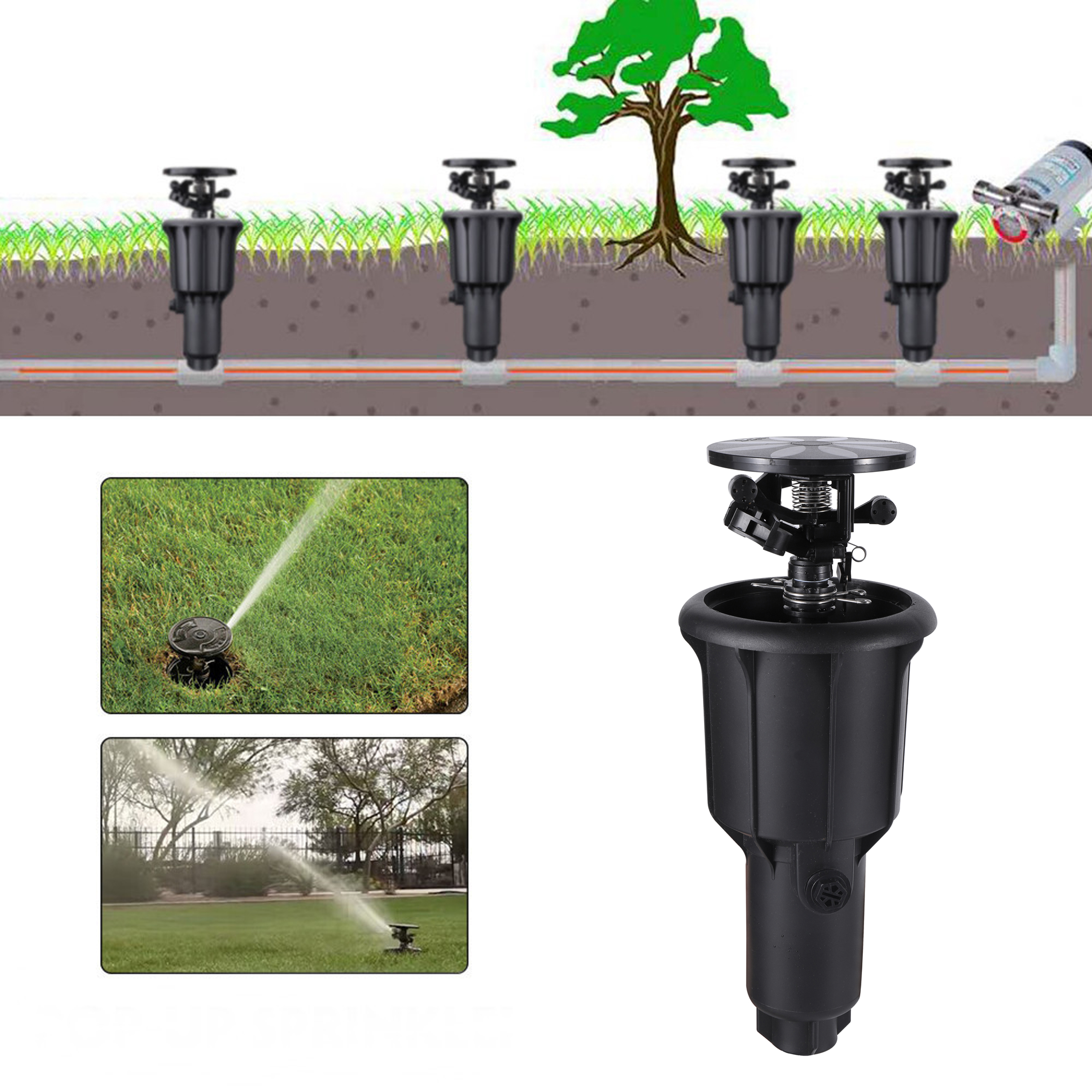 Inlet 1/2" 3/4" Integrated Female Thread Pop Up Rocker Rotary Sprinkler Lawn Farmland Automatic Irrigation Buried Impact Nozzle